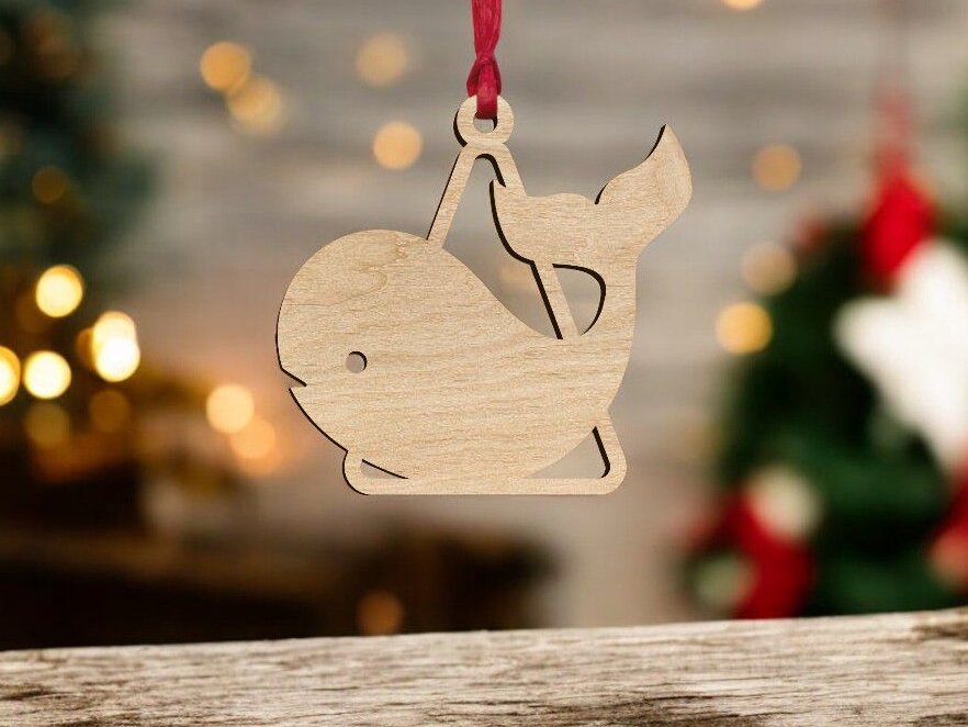 Intra απο ξύλο plywood 3mm-4mm πάχος – Χριστουγεννιάτικο στολίδι φάλαινας 45x50 cm INTRAVECTRY-MY545476