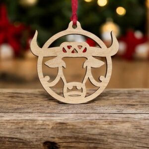 Intra απο ξύλο plywood 3mm-4mm πάχος – Χριστουγεννιάτικο μπιχλιμπίδι Bull Head 30x30 cm INTRAVECTRY-MY549068