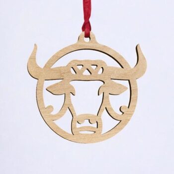 Intra απο ξύλο plywood 3mm-4mm πάχος – Χριστουγεννιάτικο μπιχλιμπίδι Bull Head 35x40 cm INTRAVECTRY-MY545477 - Image 2
