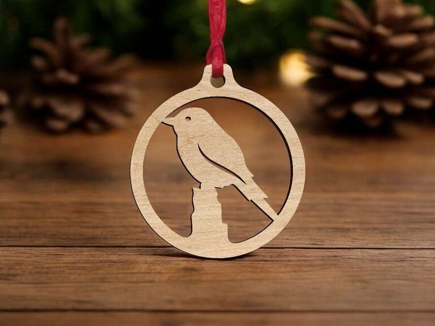 Intra απο ξύλο plywood 3mm-4mm πάχος – Χριστουγεννιάτικο μπιχλιμπίδι πουλιών 40x40 cm INTRAVECTRY-MY545482