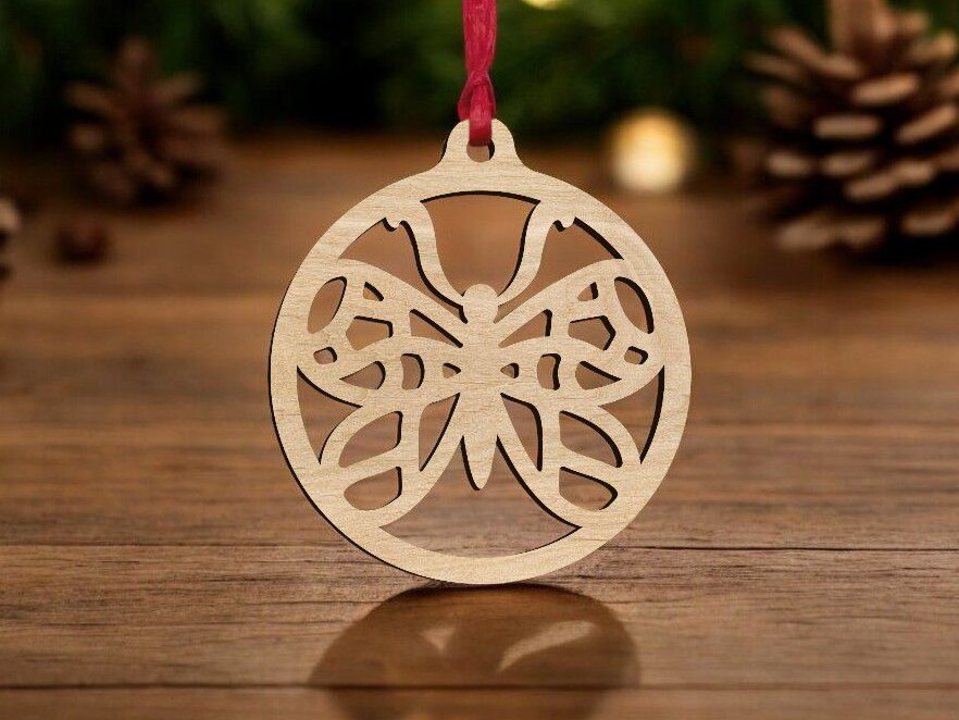 Intra απο ξύλο plywood 3mm-4mm πάχος – Στρογγυλό σκαλιστό στολίδι πεταλούδας 40x40 cm INTRAVECTRY-MY559753