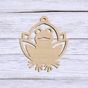 Intra απο ξύλο plywood 3mm-4mm πάχος – Χριστουγεννιάτικο στολίδι βάτραχος 12x15 cm INTRAVECTRY-MY546768