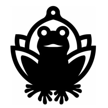 Intra απο ξύλο plywood 3mm-4mm πάχος – Χριστουγεννιάτικο στολίδι βάτραχος 15x15 cm INTRAVECTRY-MY550070 - Image 3