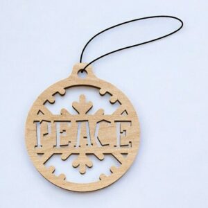 Intra απο ξύλο plywood 3mm-4mm πάχος – Ειρήνη Χριστουγεννιάτικο στολίδι 15x15 cm INTRAVECTRY-MY550085