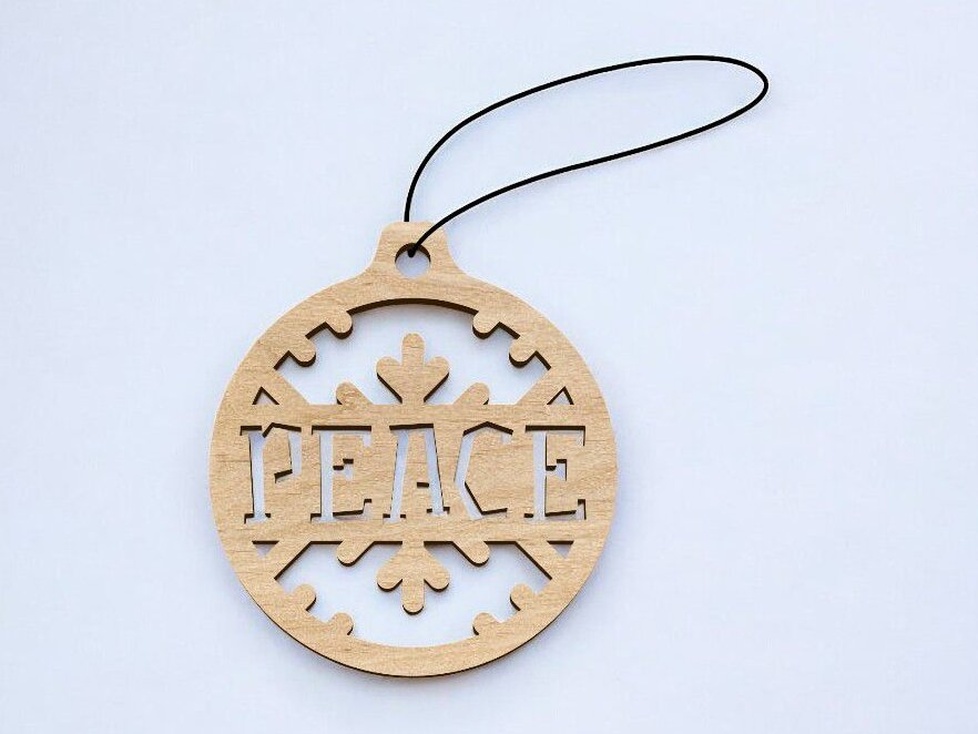 Intra απο ξύλο plywood 3mm-4mm πάχος – Ειρήνη Χριστουγεννιάτικο στολίδι 30x30 cm INTRAVECTRY-MY546783