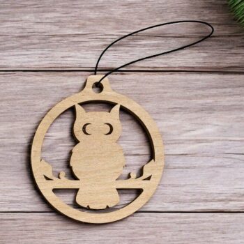 Intra απο ξύλο plywood 3mm-4mm πάχος – Χριστουγεννιάτικο στολίδι κουκουβάγιας 20x25 cm INTRAVECTRY-MY549517 - Image 2