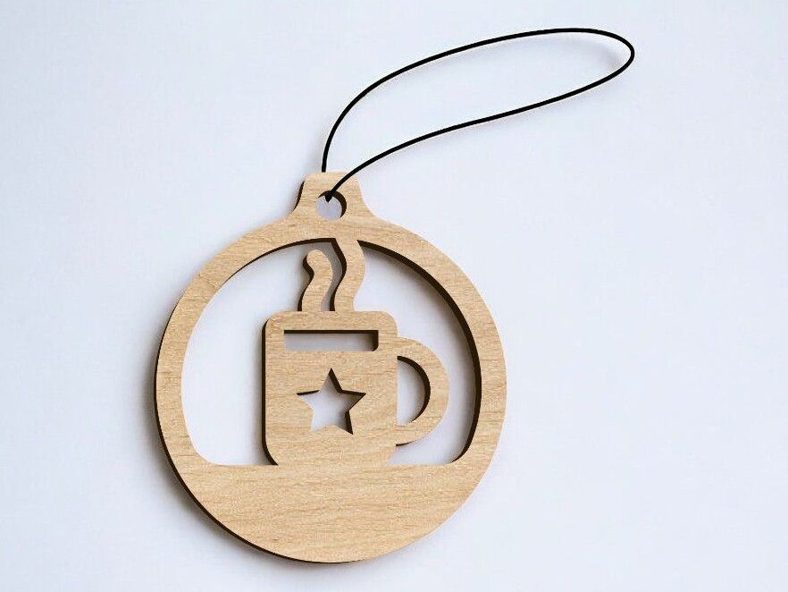 Intra απο ξύλο plywood 3mm-4mm πάχος – Χριστουγεννιάτικο στολίδι φλιτζάνι καφέ 45x50 cm INTRAVECTRY-MY546787