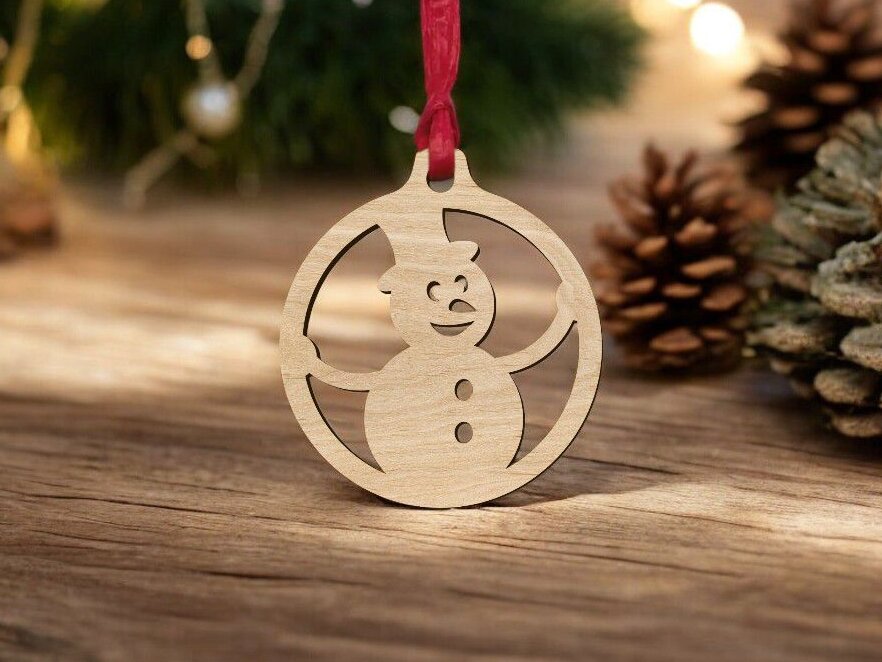 Intra απο ξύλο plywood 3mm-4mm πάχος – Στολίδι με μπάλα χιονάνθρωπος 10x10 cm INTRAVECTRY-MY546792