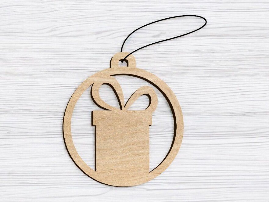 Intra απο ξύλο plywood 3mm-4mm πάχος – Κουτί δώρου Χριστουγεννιάτικη μπάλα 30x30 cm INTRAVECTRY-MY546803