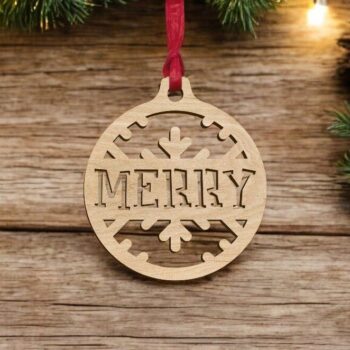 Intra απο ξύλο plywood 3mm-4mm πάχος – Καλά Χριστουγεννιάτικο στολίδι με μπάλα 12x15 cm INTRAVECTRY-MY552828 - Image 1