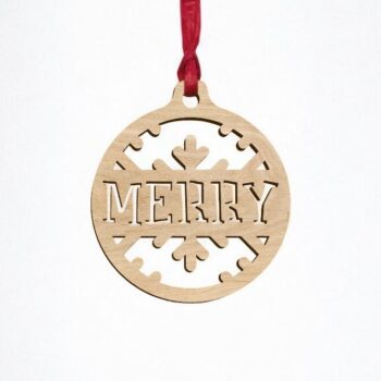 Intra απο ξύλο plywood 3mm-4mm πάχος – Καλά Χριστουγεννιάτικο στολίδι με μπάλα 12x15 cm INTRAVECTRY-MY552828 - Image 3