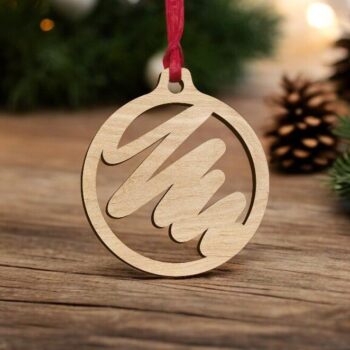 Intra απο ξύλο plywood 3mm-4mm πάχος – Ζωή γραμμή μοτίβο Χριστουγεννιάτικη μπάλα 45x50 cm INTRAVECTRY-MY550920 - Image 1