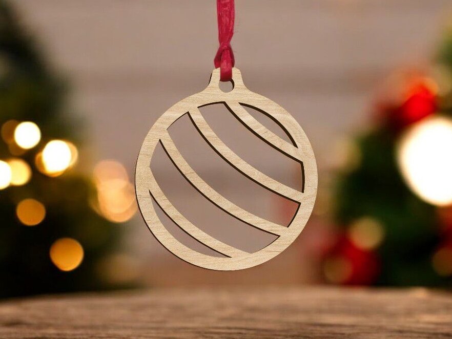 Intra απο ξύλο plywood 3mm-4mm πάχος – Χριστουγεννιάτικη ριγέ μπάλα 45x50 cm INTRAVECTRY-MY551786