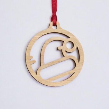 Intra απο ξύλο plywood 3mm-4mm πάχος – Χριστουγεννιάτικο μπιχλιμπίδι με καπέλο Άγιου Βασίλη 40x45 cm INTRAVECTRY-MY550924 - Image 2