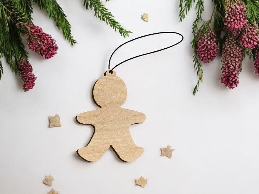 Intra απο ξύλο plywood 3mm-4mm πάχος – Χριστουγεννιάτικο στολίδι Gingerbread Man 30x30 cm INTRAVECTRY-MY551810