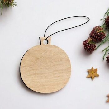 Intra απο ξύλο plywood 3mm-4mm πάχος – Κενό στρογγυλό χριστουγεννιάτικο στολίδι κρέμασμα 15x20 cm INTRAVECTRY-MY550165 - Image 1