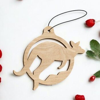 Intra απο ξύλο plywood 3mm-4mm πάχος – Χριστουγεννιάτικο στολίδι καγκουρό 20x20 cm INTRAVECTRY-MY551828 - Image 1