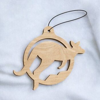 Intra απο ξύλο plywood 3mm-4mm πάχος – Χριστουγεννιάτικο στολίδι καγκουρό 20x20 cm INTRAVECTRY-MY551828 - Image 2