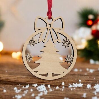 Intra απο ξύλο plywood 3mm-4mm πάχος – Στολίδι με κρεμαστό χριστουγεννιάτικο δέντρο 10x10 cm INTRAVECTRY-MY552890 - Image 1