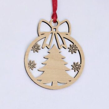 Intra απο ξύλο plywood 3mm-4mm πάχος – Στολίδι με κρεμαστό χριστουγεννιάτικο δέντρο 10x10 cm INTRAVECTRY-MY552890 - Image 2