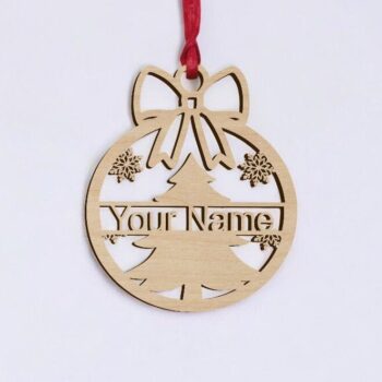 Intra απο ξύλο plywood 3mm-4mm πάχος – Προσωποποιημένο Χριστουγεννιάτικο Στολίδι Κορδέλας 20x20 cm INTRAVECTRY-MY546881 - Image 2