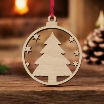 Intra απο ξύλο plywood 3mm-4mm πάχος – Χριστουγεννιάτικο Δέντρο Διακοσμητικό μπαλάκι με μπάλα 40x40 cm INTRAVECTRY-MY546887 - Image 1