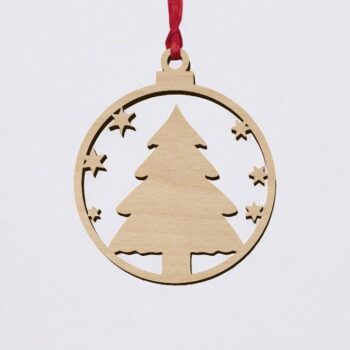 Intra απο ξύλο plywood 3mm-4mm πάχος – Χριστουγεννιάτικο Δέντρο Διακοσμητικό μπαλάκι με μπάλα 40x40 cm INTRAVECTRY-MY546887 - Image 2