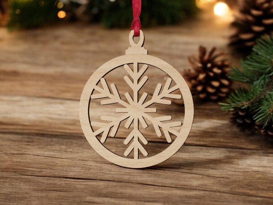 Intra απο ξύλο plywood 3mm-4mm πάχος – Μπιχλιμπίδι με θέμα τη νιφάδα χιονιού για διακόσμηση χριστουγεννιάτικου δέντρου 50x60 cm INTRAVECTRY-MY546891