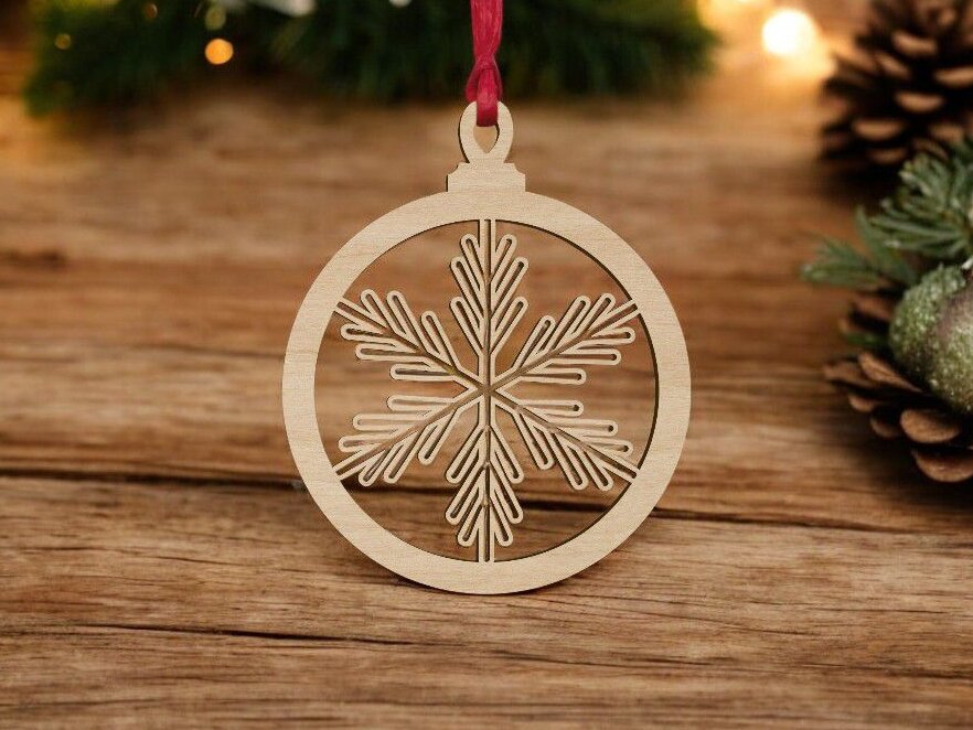 Intra απο ξύλο plywood 3mm-4mm πάχος – Χριστουγεννιάτικη διακόσμηση με νιφάδα χιονιού 45x50 cm INTRAVECTRY-MY553482