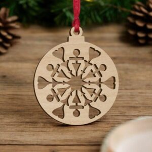 Intra απο ξύλο plywood 3mm-4mm πάχος – Χριστουγεννιάτικα στολίδια Κρεμαστή μπάλα 10x10 cm INTRAVECTRY-MY546900