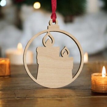 Intra απο ξύλο plywood 3mm-4mm πάχος – Χριστουγεννιάτικο στολίδι με κεριά 15x20 cm INTRAVECTRY-MY559888 - Image 1