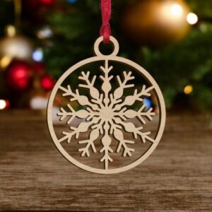 Intra απο ξύλο plywood 3mm-4mm πάχος – Μπάλα διακοσμήσεων με νιφάδες χιονιού 30x35 cm INTRAVECTRY-MY559895