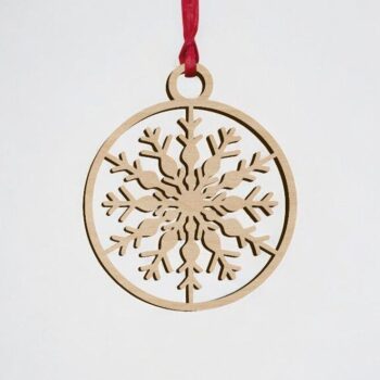 Intra απο ξύλο plywood 3mm-4mm πάχος – Μπάλα διακοσμήσεων με νιφάδες χιονιού 20x25 cm INTRAVECTRY-MY550995 - Image 2