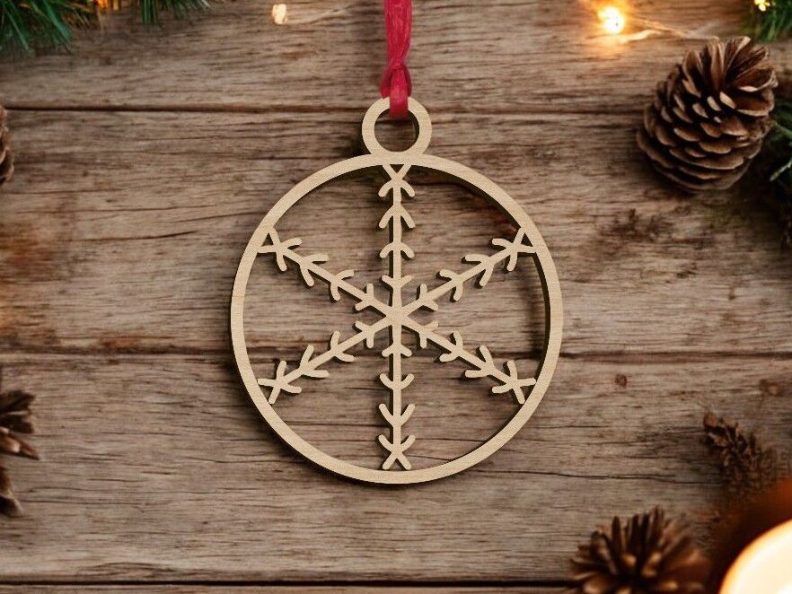 Intra απο ξύλο plywood 3mm-4mm πάχος – Απλό μπιχλιμπίδι με νιφάδες χιονιού 45x50 cm INTRAVECTRY-MY551862