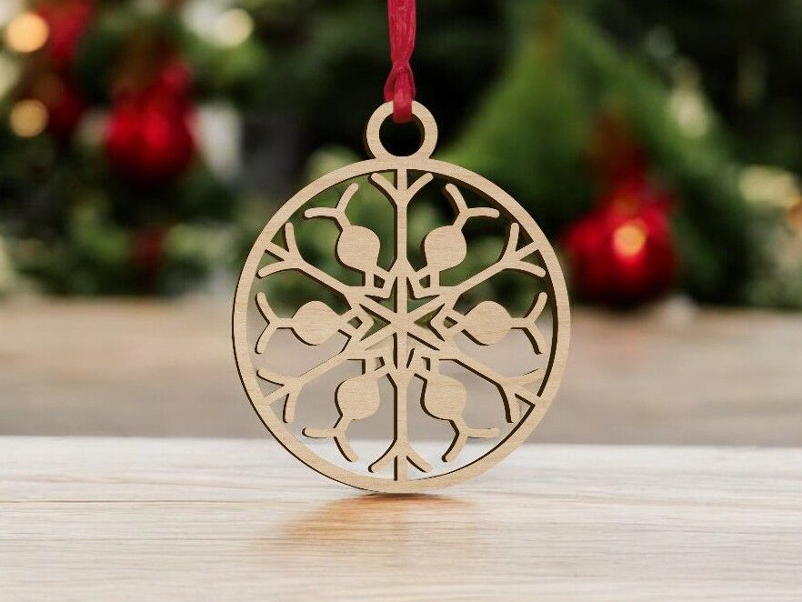 Intra απο ξύλο plywood 3mm-4mm πάχος – Χριστουγεννιάτικο στολίδι με μπάλα χιονιού 12x15 cm INTRAVECTRY-MY546914