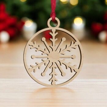 Intra απο ξύλο plywood 3mm-4mm πάχος – Κρεμαστό στολίδι με μπιχλιμπίδι χιονιού 15x20 cm INTRAVECTRY-MY549183 - Image 1