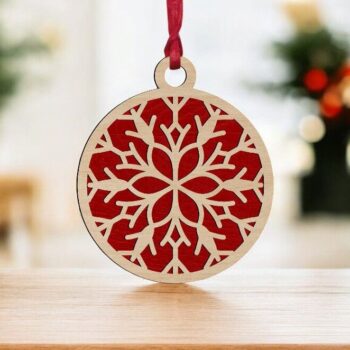 Intra απο ξύλο plywood 3mm-4mm πάχος – Στολίδι για χριστουγεννιάτικο δέντρο δύο στρώσεων 15x15 cm INTRAVECTRY-MY553508 - Image 1