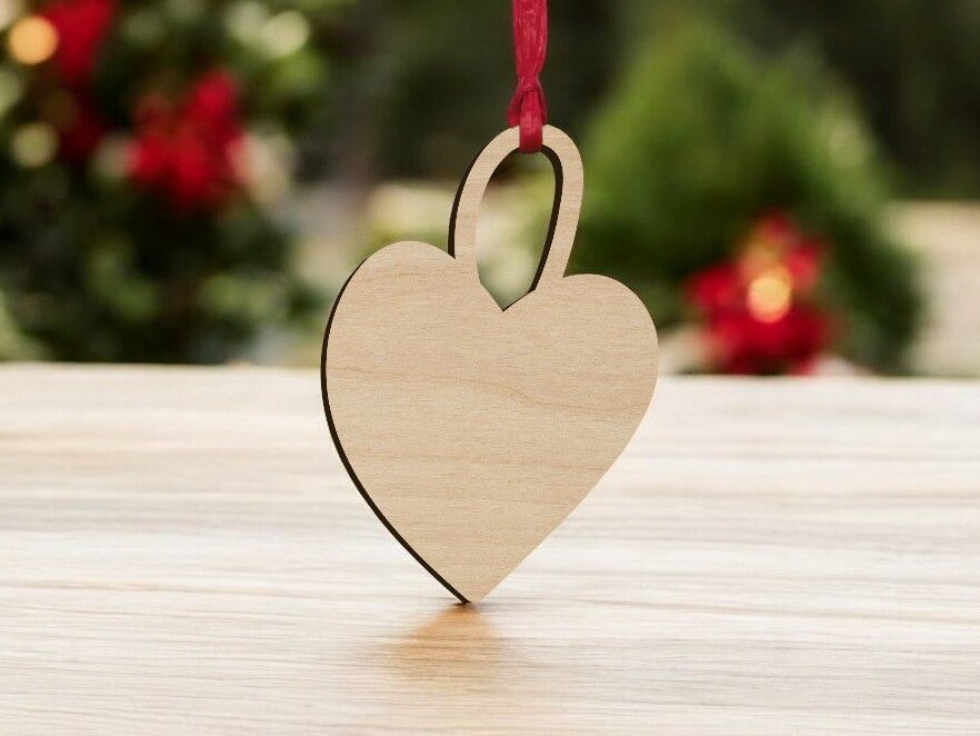 Intra απο ξύλο plywood 3mm-4mm πάχος – Κενή καρδιά στολίδι χριστουγεννιάτικου δέντρου 30x30 cm INTRAVECTRY-MY546923