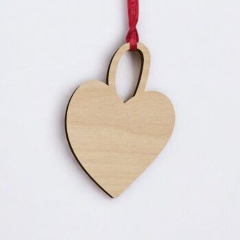 Intra απο ξύλο plywood 3mm-4mm πάχος – Κενή καρδιά στολίδι χριστουγεννιάτικου δέντρου 25x30 cm INTRAVECTRY-MY551010 - Image 2