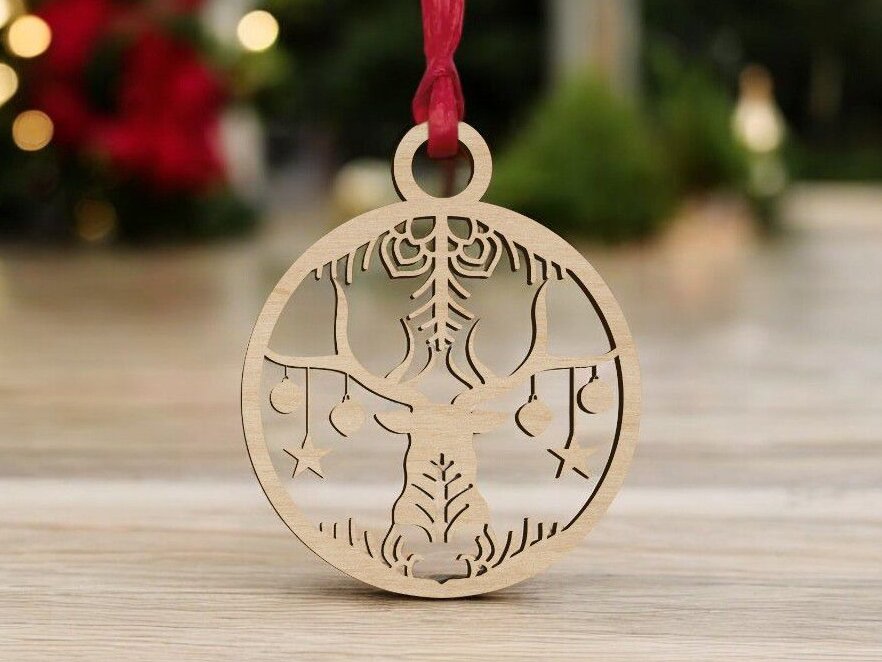 Intra απο ξύλο plywood 3mm-4mm πάχος – Διακοσμητικό μπιχλιμπίδι με τάρανδο 35x40 cm INTRAVECTRY-MY546927