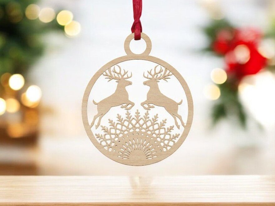 Intra απο ξύλο plywood 3mm-4mm πάχος – Χριστουγεννιάτικο στολίδι με τάρανδο 25x25 cm INTRAVECTRY-MY550231