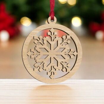 Intra απο ξύλο plywood 3mm-4mm πάχος – Στολίδι για χριστουγεννιάτικο δέντρο με νιφάδες χιονιού 15x15 cm INTRAVECTRY-MY549197 - Image 1