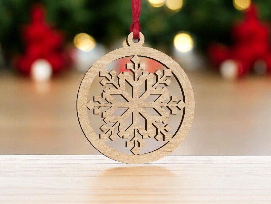 Intra απο ξύλο plywood 3mm-4mm πάχος – Στολίδι για χριστουγεννιάτικο δέντρο με νιφάδες χιονιού 35x40 cm INTRAVECTRY-MY548425