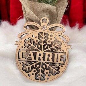 Intra απο ξύλο plywood 3mm-4mm πάχος – Εξατομικευμένο χριστουγεννιάτικο στολίδι με νιφάδα χιονιού 12x15 cm INTRAVECTRY-MY551030