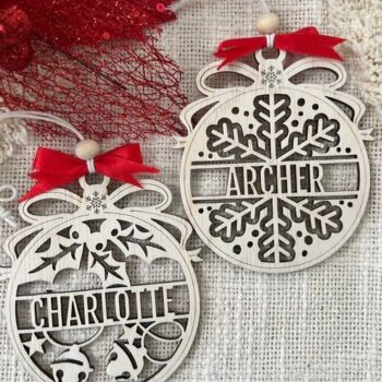 Intra απο ξύλο plywood 3mm-4mm πάχος – Εξατομικευμένο χριστουγεννιάτικο στολίδι με νιφάδα χιονιού 30x35 cm INTRAVECTRY-MY549208 - Image 2