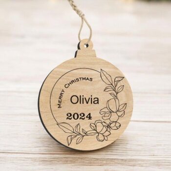 Intra απο ξύλο plywood 3mm-4mm πάχος – Εξατομικευμένο στολίδι Χριστουγεννιάτικου Δέντρου 10x10 cm INTRAVECTRY-MY552914 - Image 1