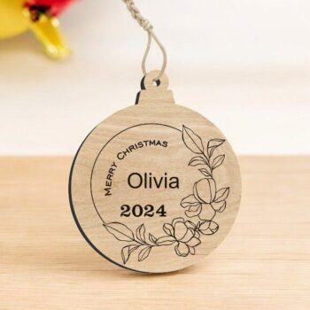 Intra απο ξύλο plywood 3mm-4mm πάχος – Εξατομικευμένο στολίδι Χριστουγεννιάτικου Δέντρου 10x10 cm INTRAVECTRY-MY552914 - Image 2