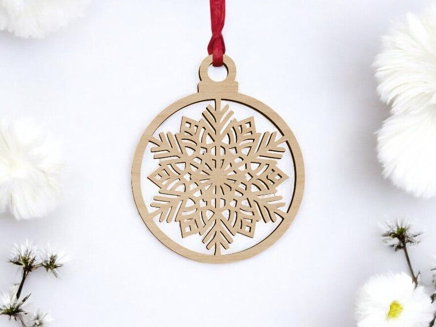 Intra απο ξύλο plywood 3mm-4mm πάχος – Διακόσμηση για μπιχλιμπίδι με νιφάδα χιονιού 35x40 cm INTRAVECTRY-MY551899