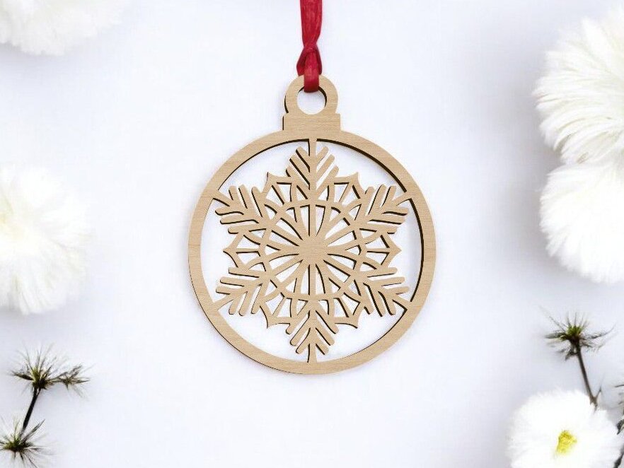 Intra απο ξύλο plywood 3mm-4mm πάχος – Παραδοσιακό χριστουγεννιάτικο μπιχλιμπίδι με νιφάδες χιονιού 25x30 cm INTRAVECTRY-MY546959