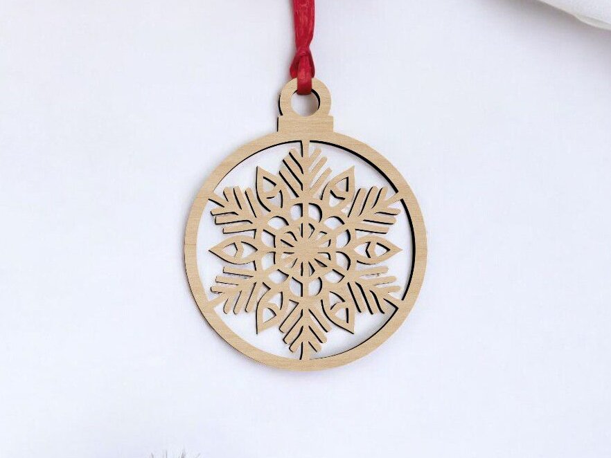 Intra απο ξύλο plywood 3mm-4mm πάχος – Χριστουγεννιάτικη διακόσμηση μπιχλιμπίδι με νιφάδες χιονιού 35x40 cm INTRAVECTRY-MY551901